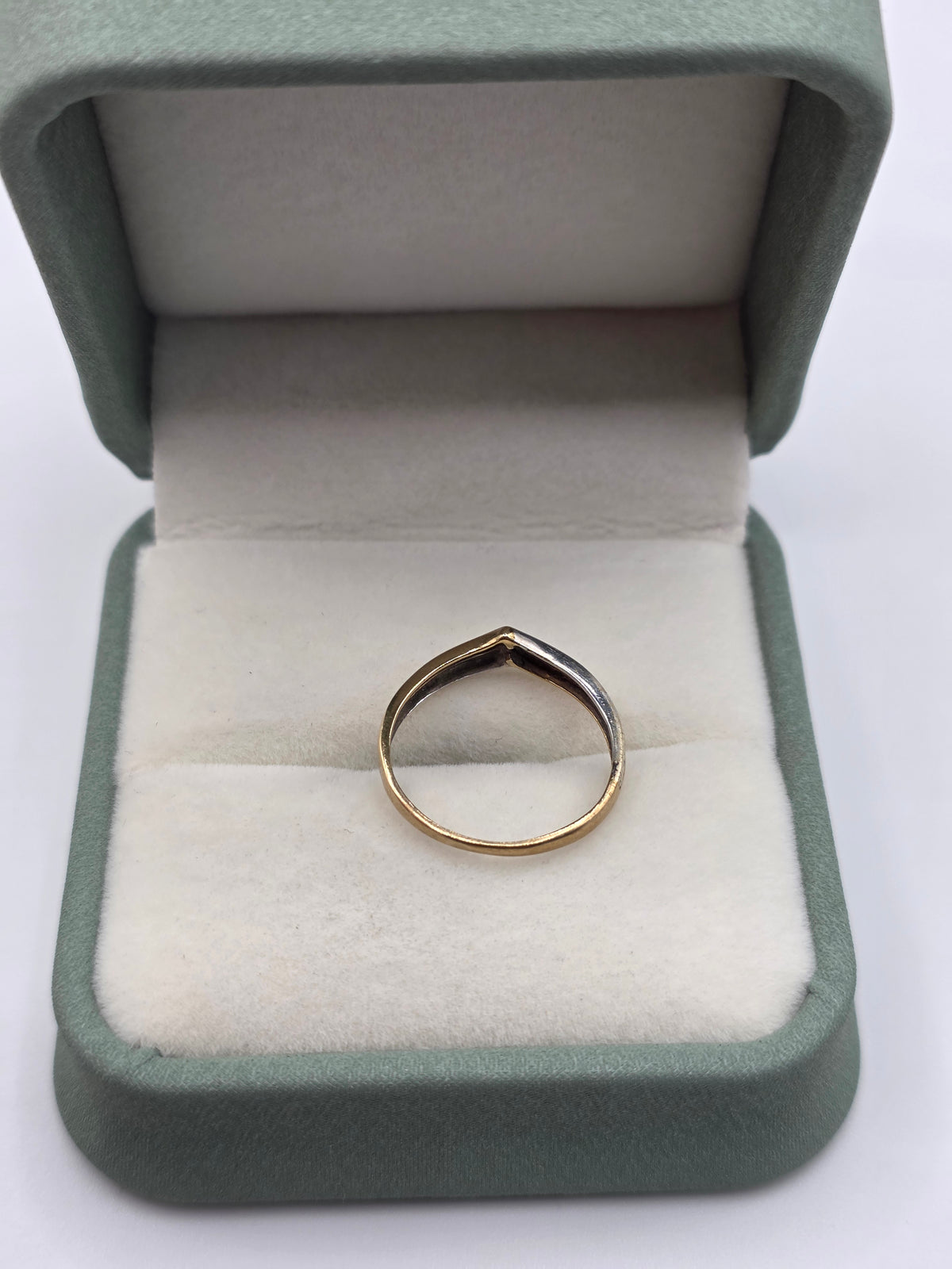 9ct two tone gold wishbone ring