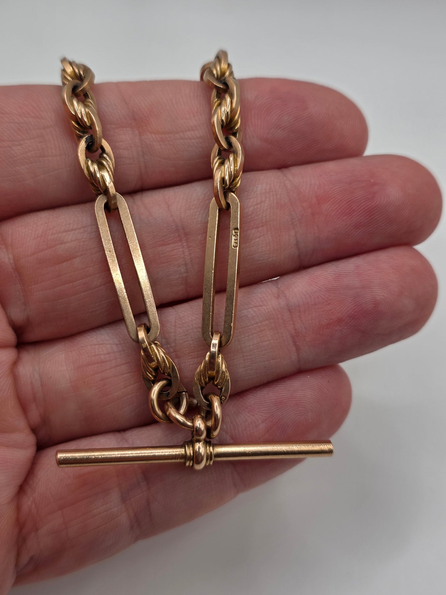 Very heavy Antique 9ct rose gold albert chain (88)