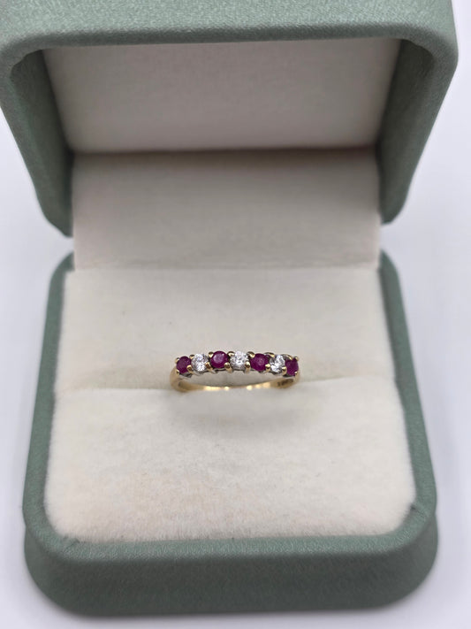 9ct gold ruby and cz ring