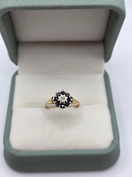 9ct gold sapphire and diamond ring