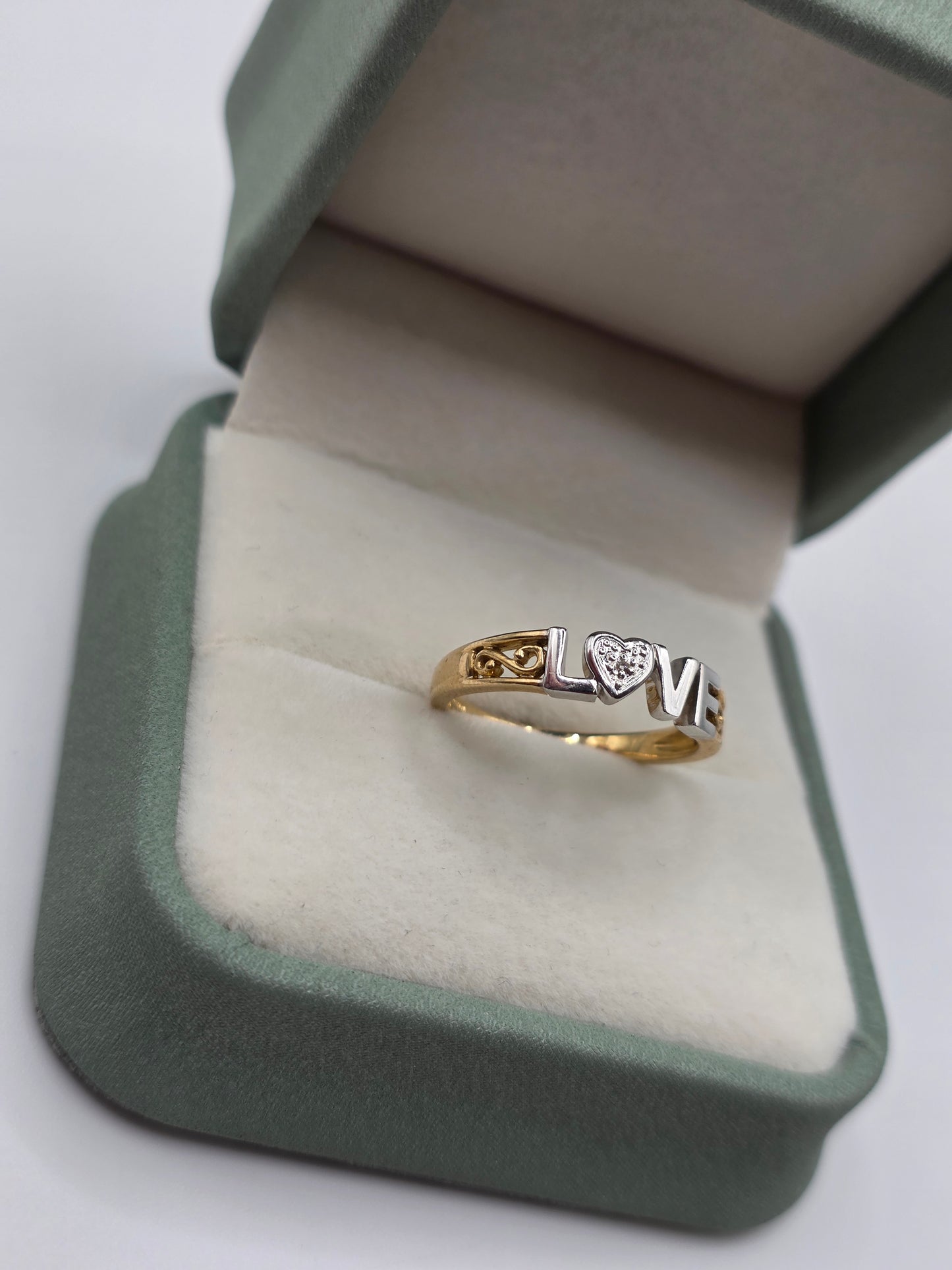 9ct two tone gold diamond Love ring