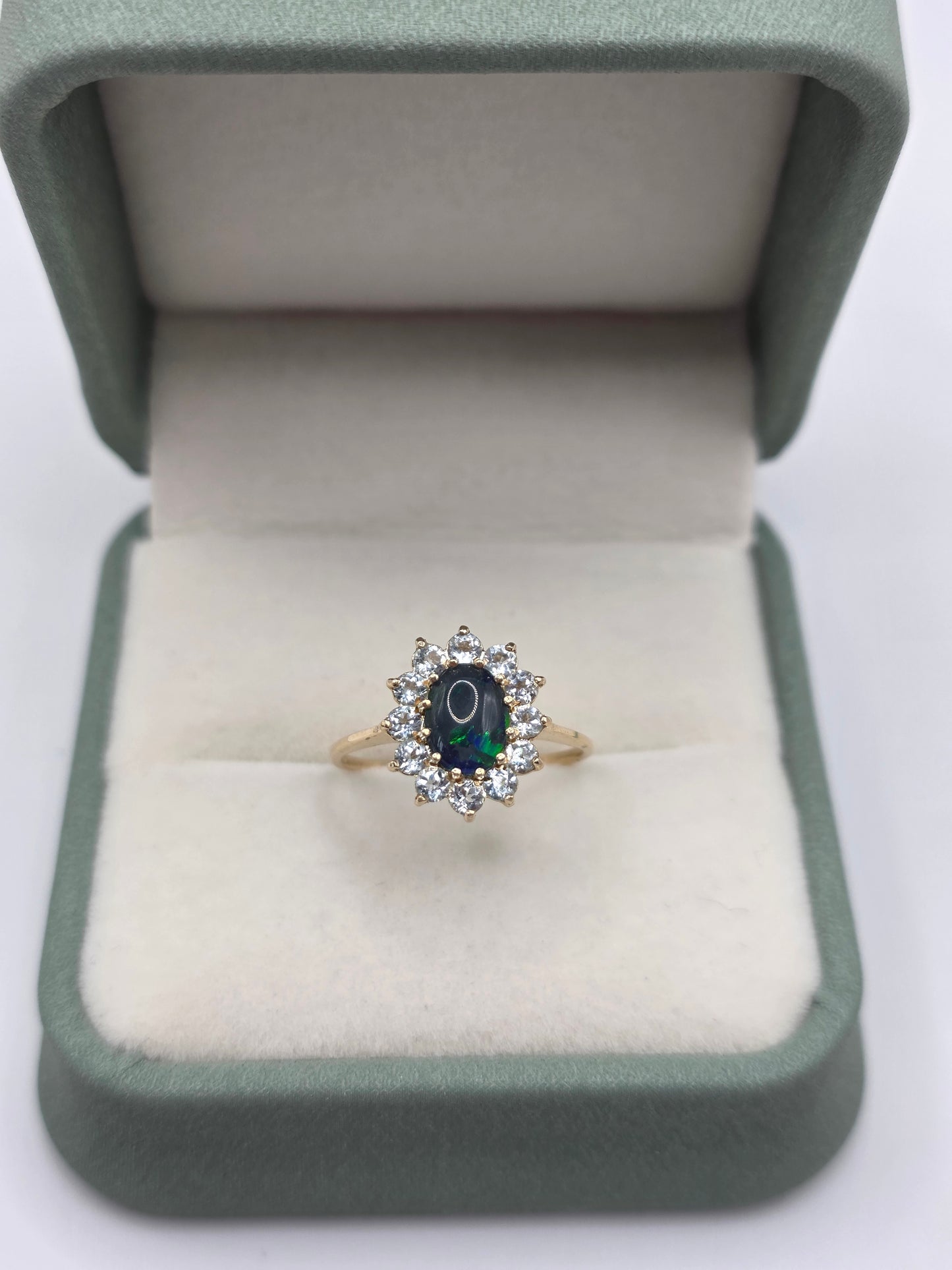 9ct gold opal triplet and topaz ring