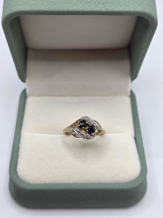 9ct gold sapphire and diamond ring