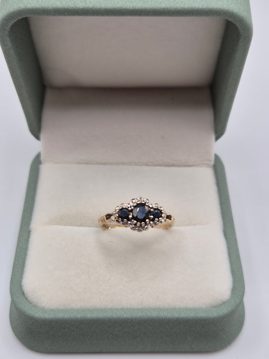 9ct gold sapphire and diamond ring