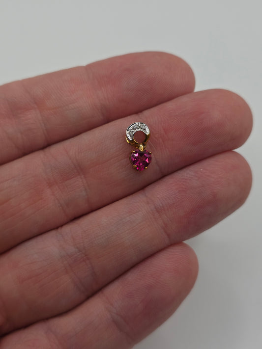 9ct gold pink topaz and diamond pendant