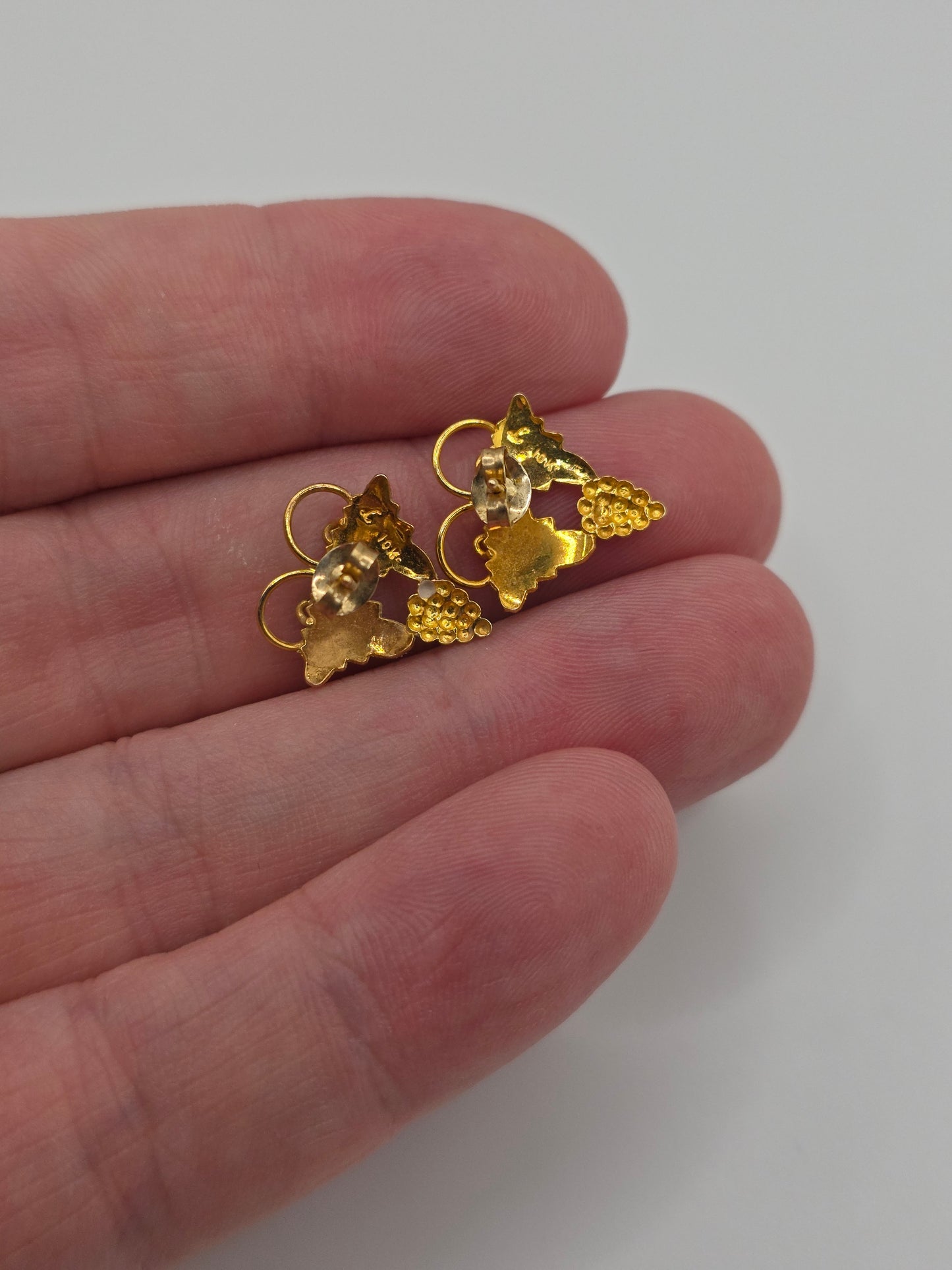 9ct two tone gold grape vine earrings