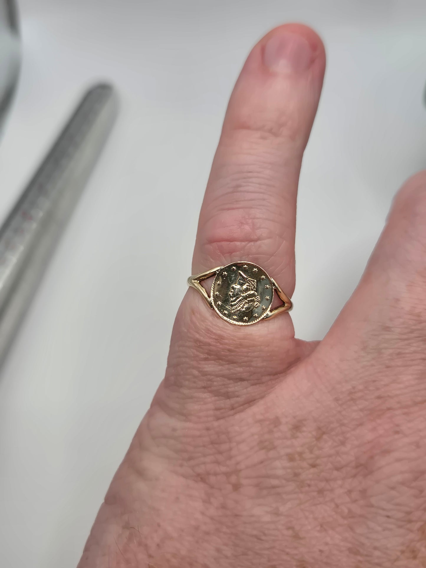 9ct gold coin ring