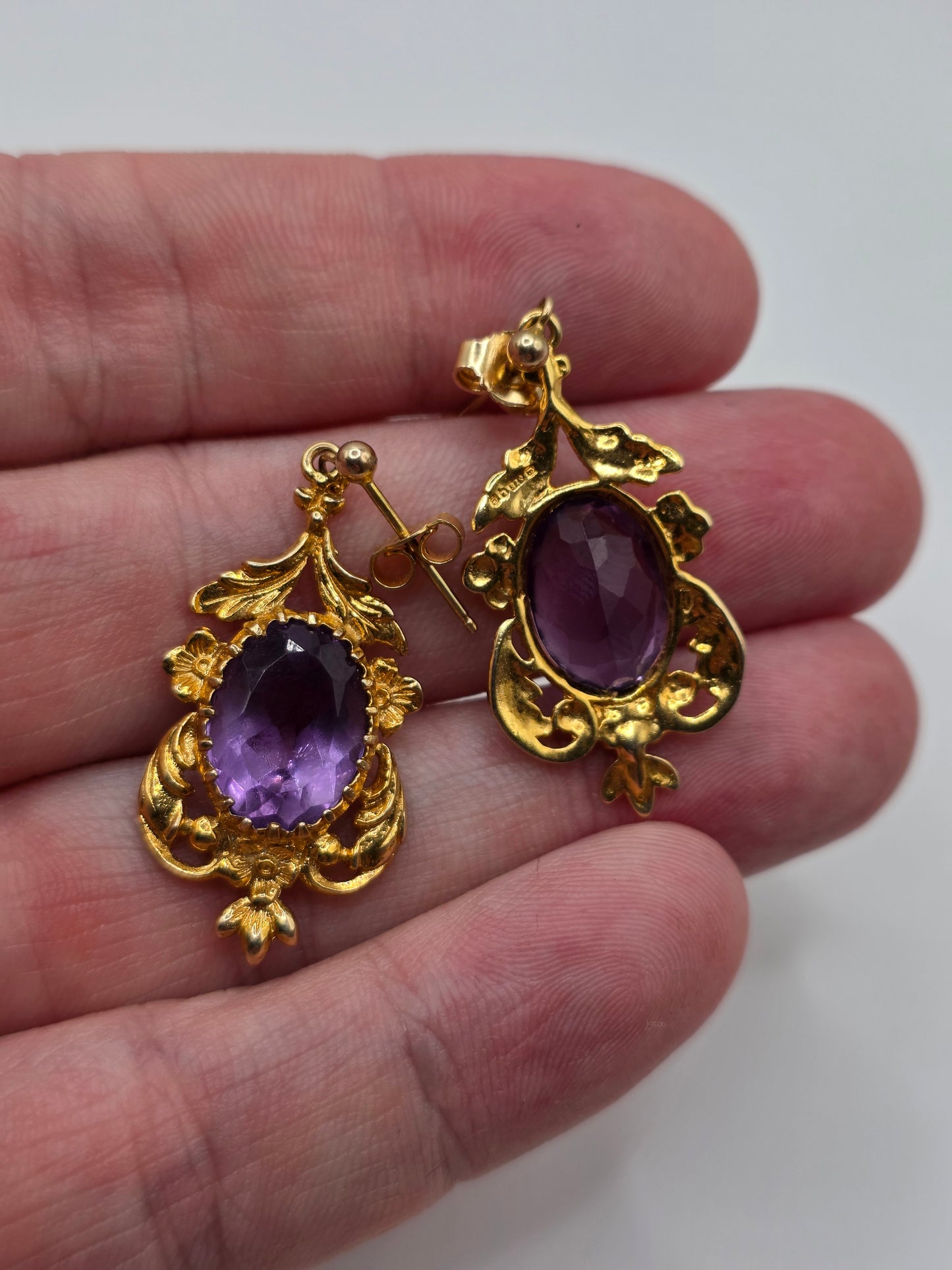 9ct gold amethyst earrings