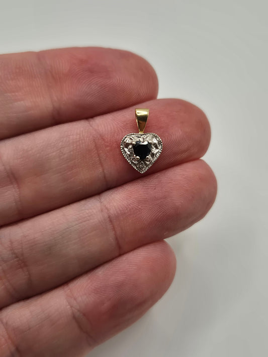 9ct gold sapphire and diamond pendant