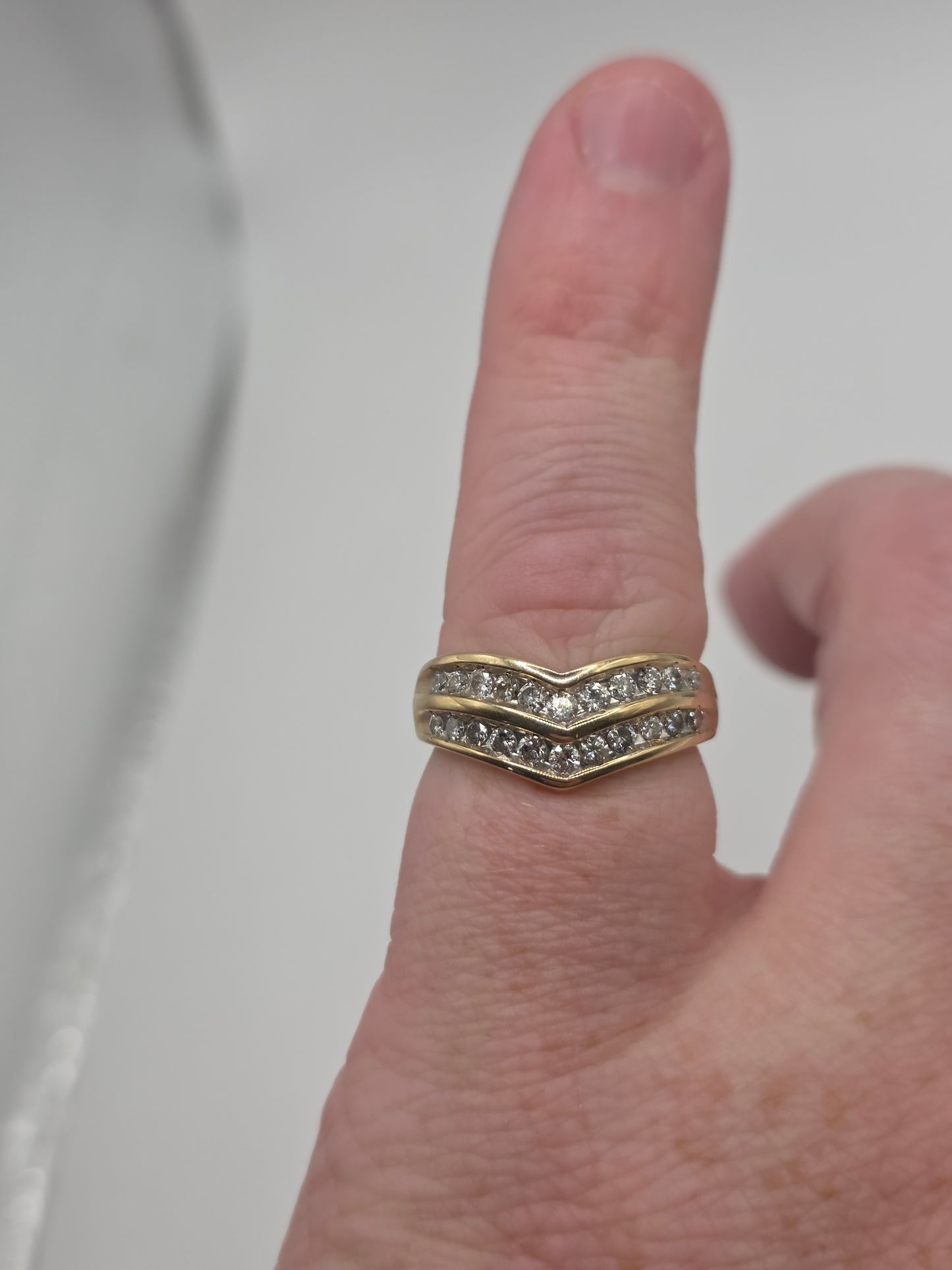 9ct gold diamond wishbone ring