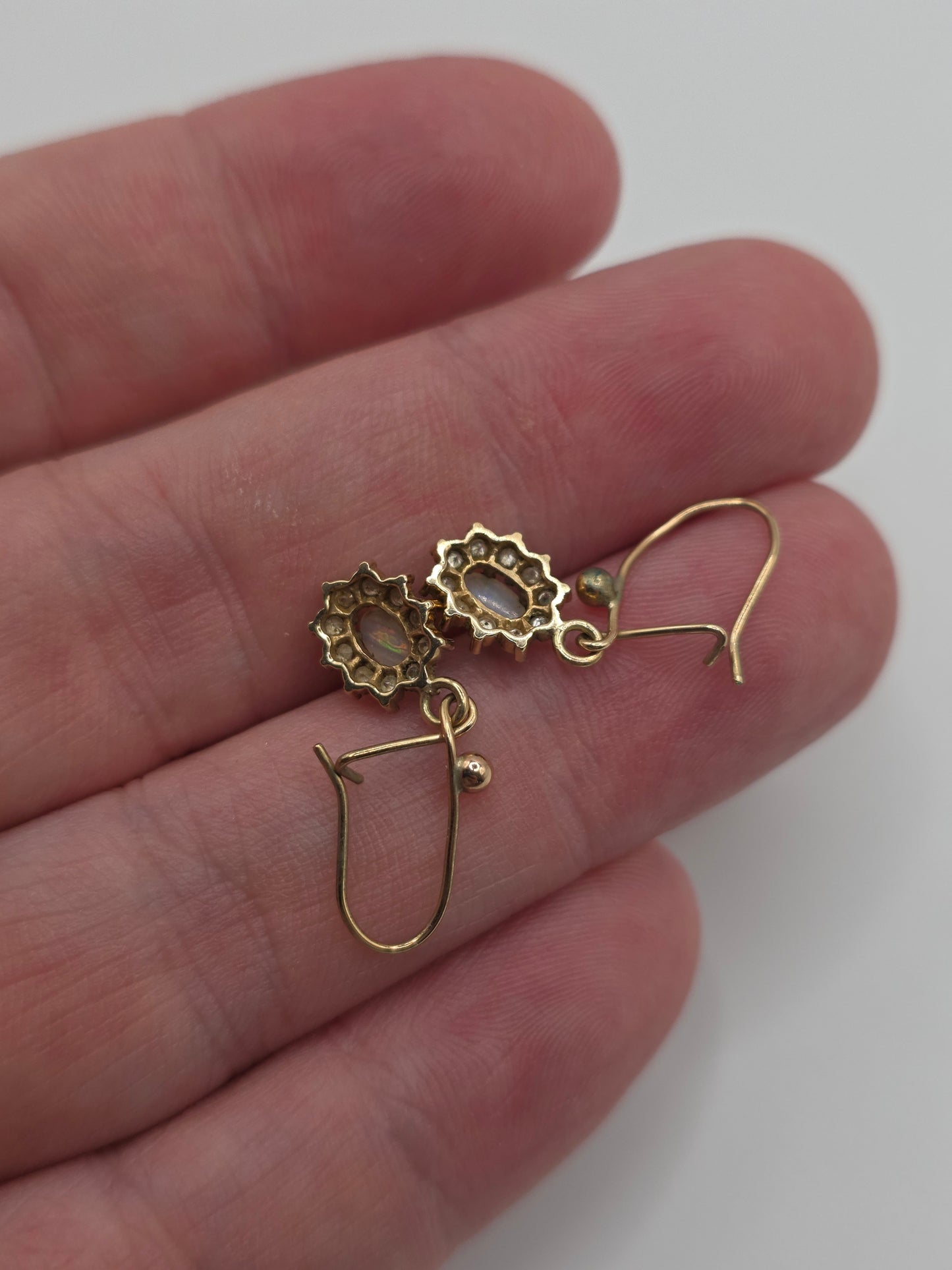 9ct gold opal and diamond earrings