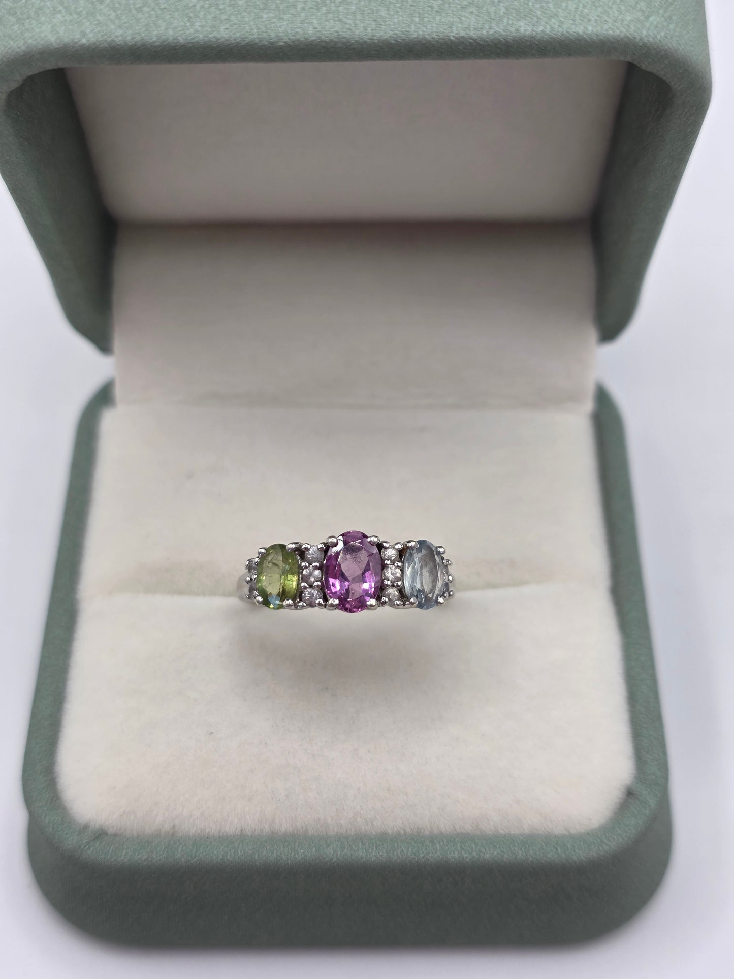9ct white gold multigem ring