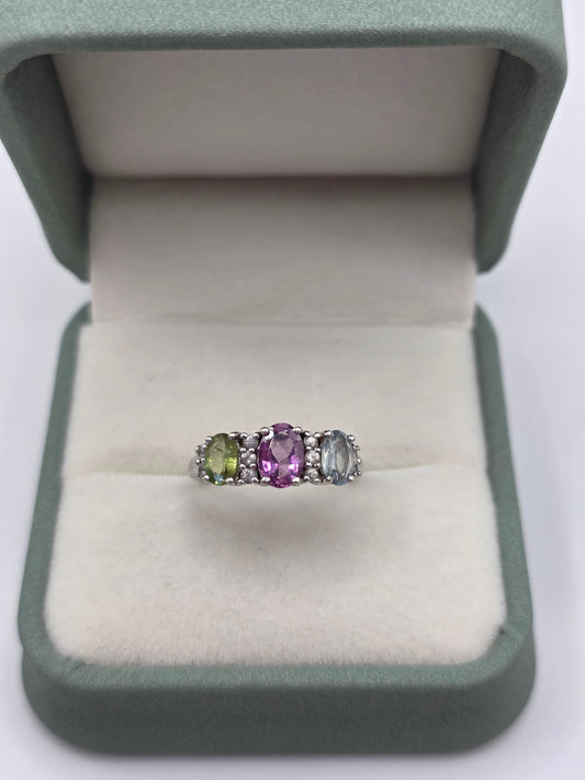 9ct white gold multigem ring