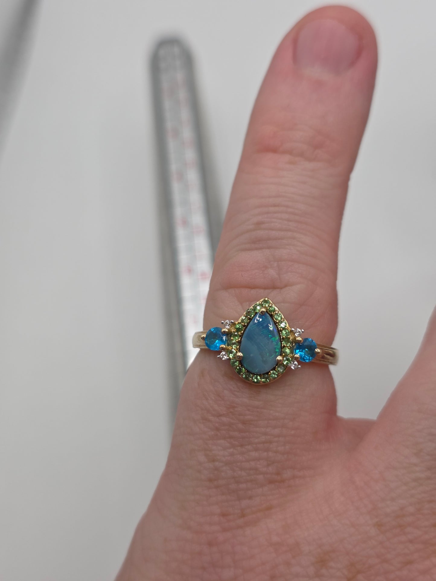 9ct gold opal double and multigem ring