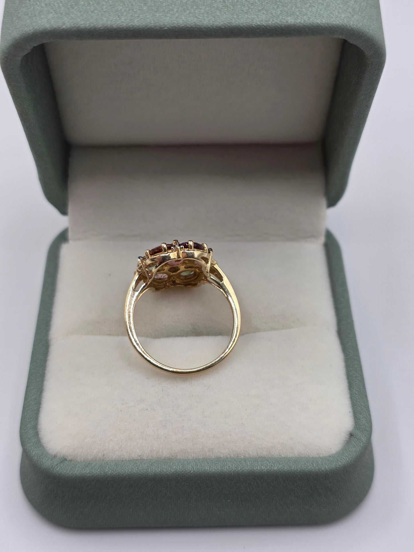 9ct gold rainbow tourmaline ring