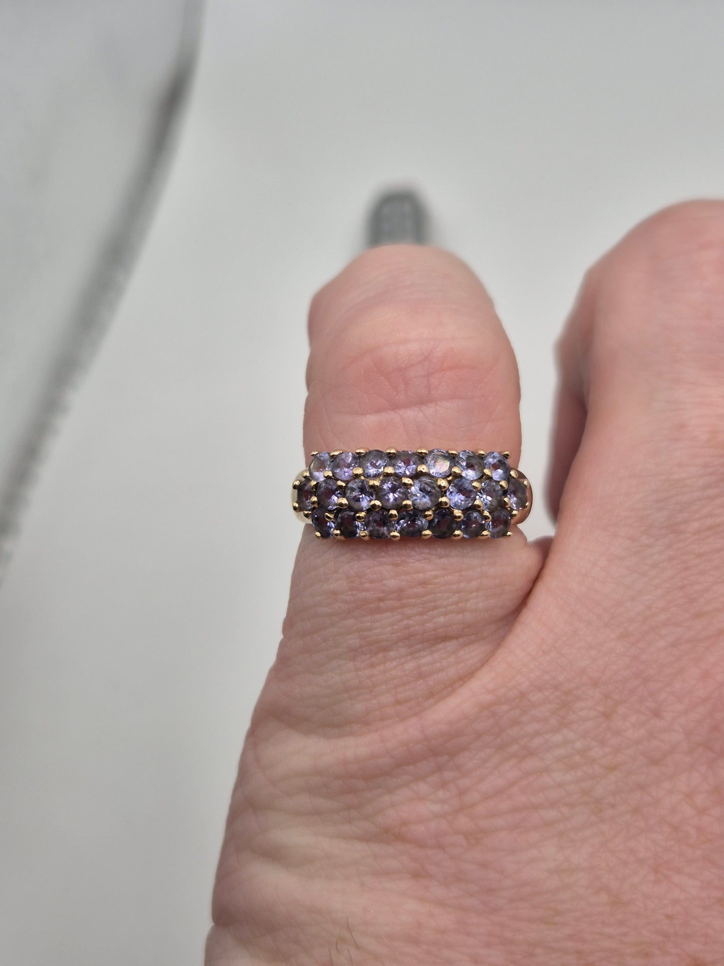 9ct gold tanzanite cluster ring