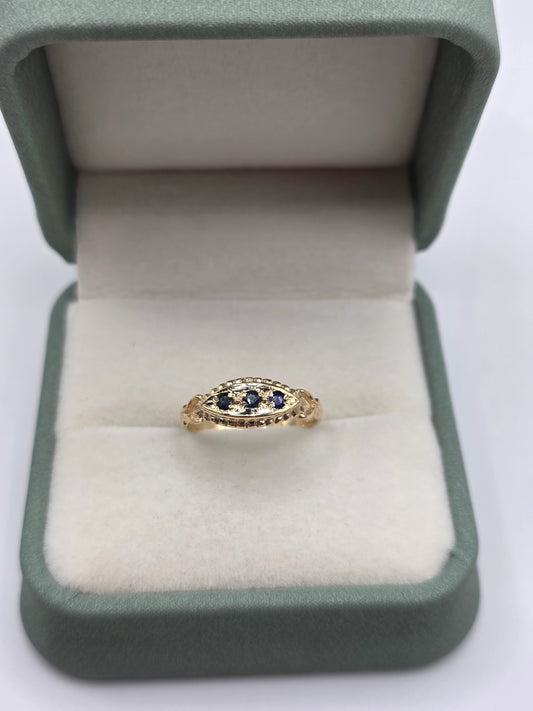 9ct gold sapphire gypsy ring