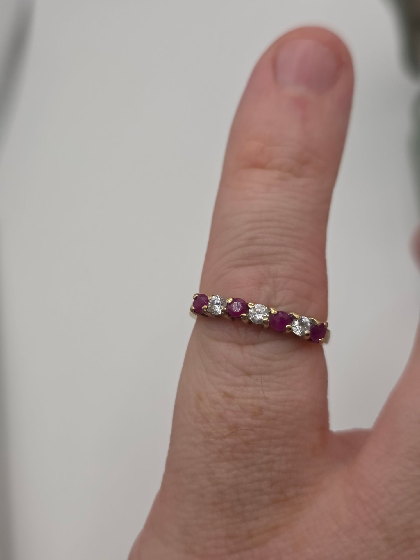 9ct gold ruby and cz ring
