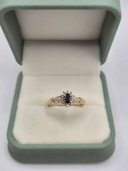 9ct gold sapphire and diamond ring