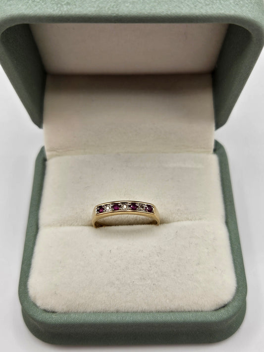 9ct gold ruby and diamond ring