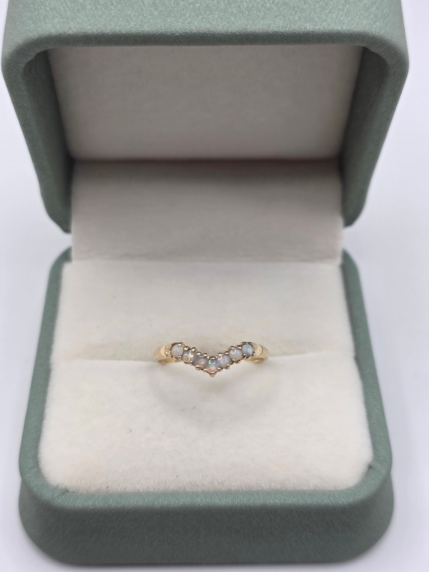 9ct gold opal wishbone ring