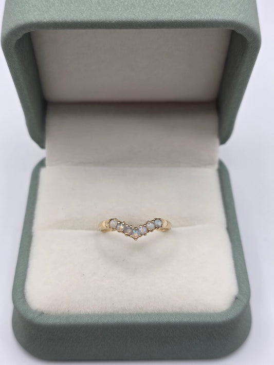 9ct gold opal wishbone ring