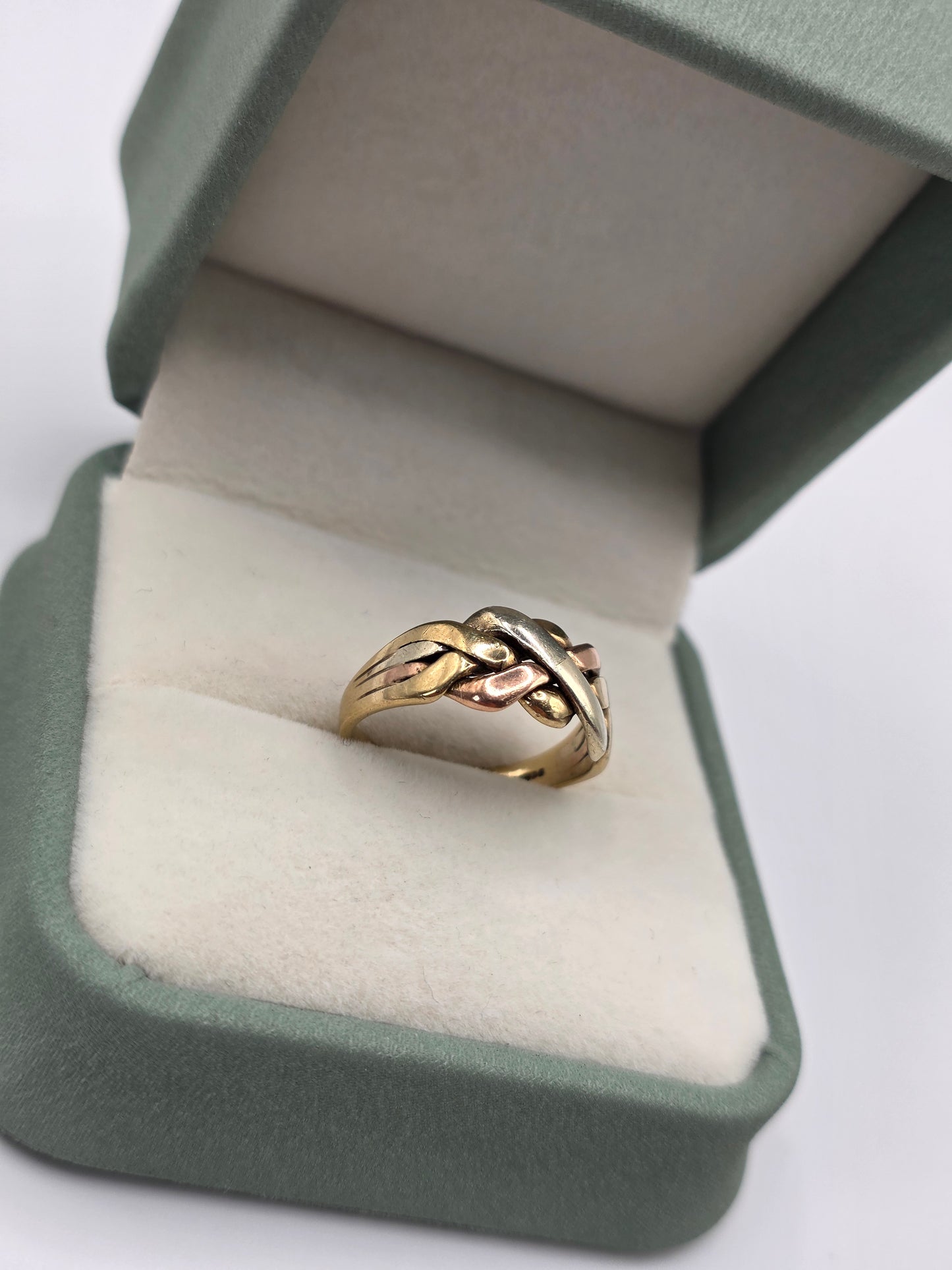 9ct tri gold puzzle ring