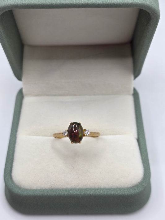 9ct gold opal and diamond ring