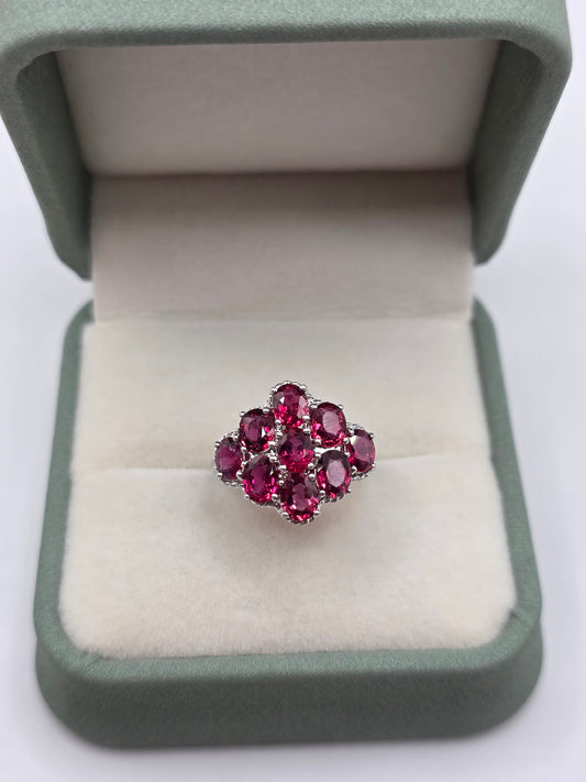 9ct white gold rhodolote ring