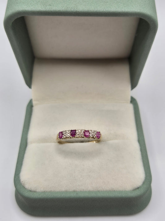 9ct gold ruby and diamond ring