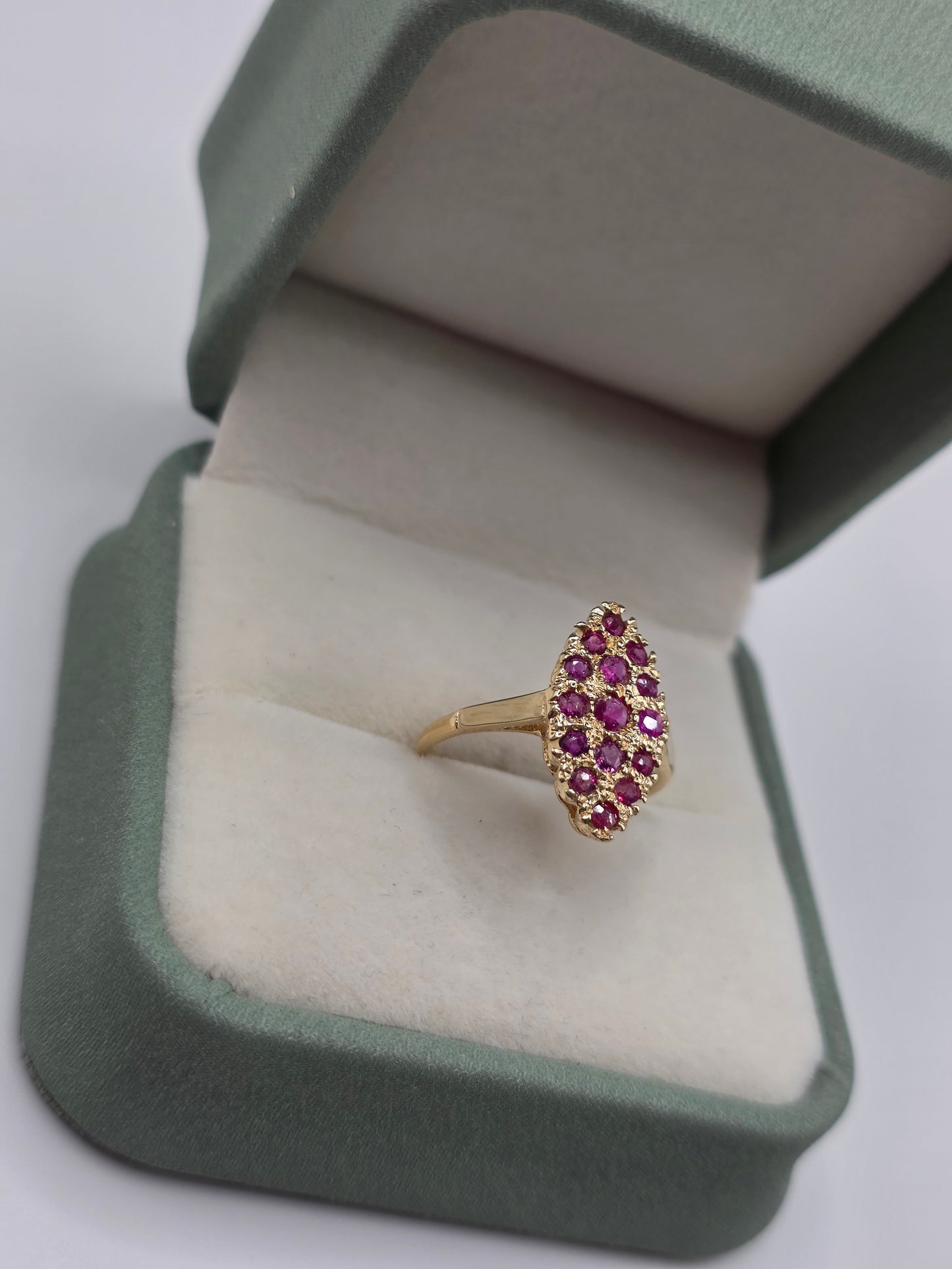 9ct gold ruby navette ring