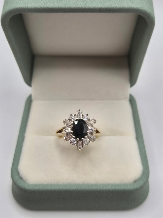 9ct gold sapphire and zircon ring