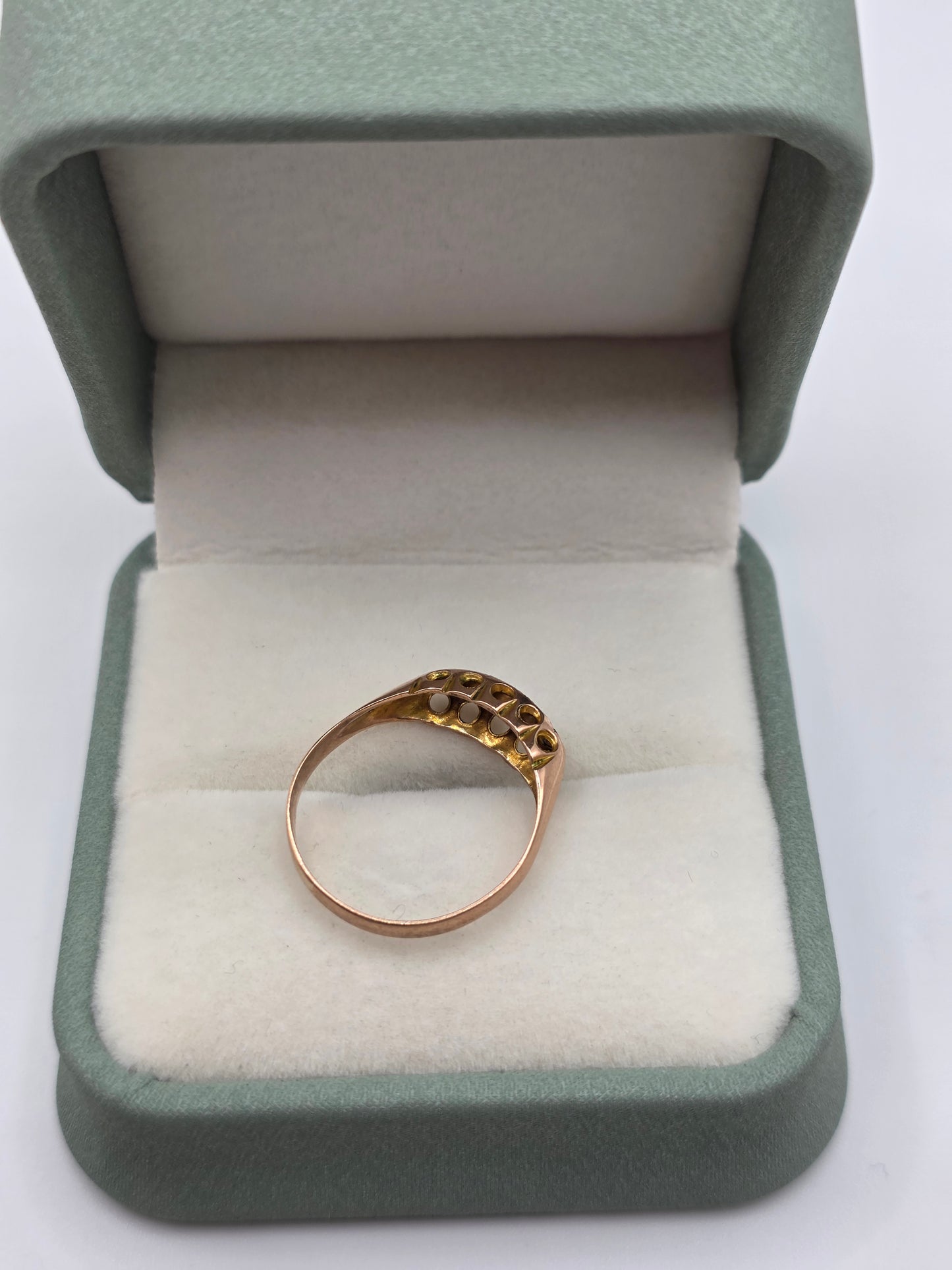9ct rose gold sapphire and paste gypsy ring