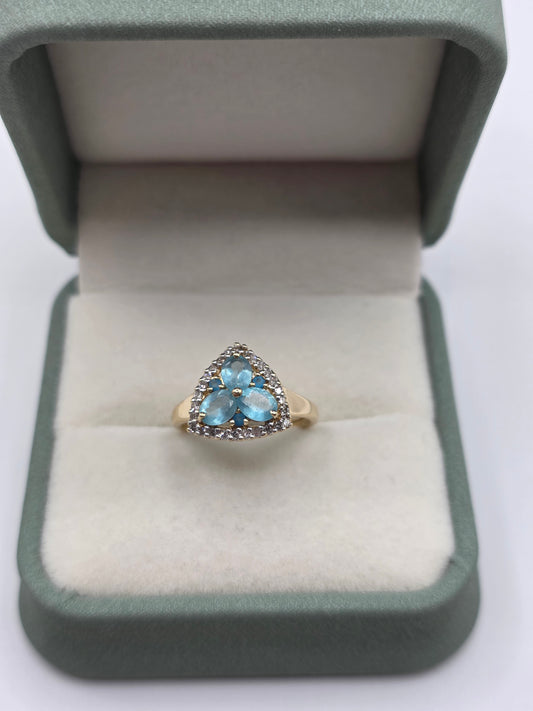 9ct gold apatite and diamond ring