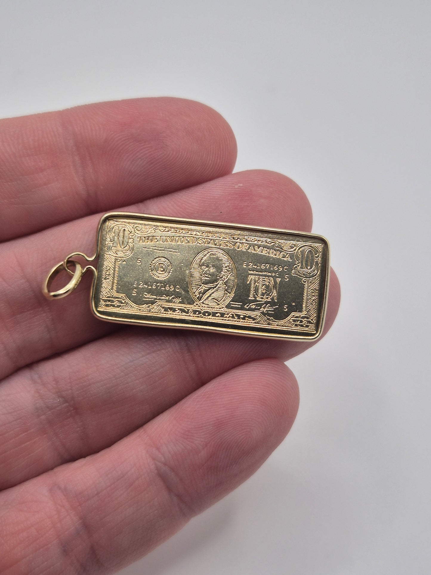 14ct gold $10 bill pendant