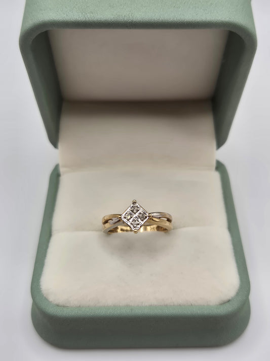 9ct two tone gold diamond ring