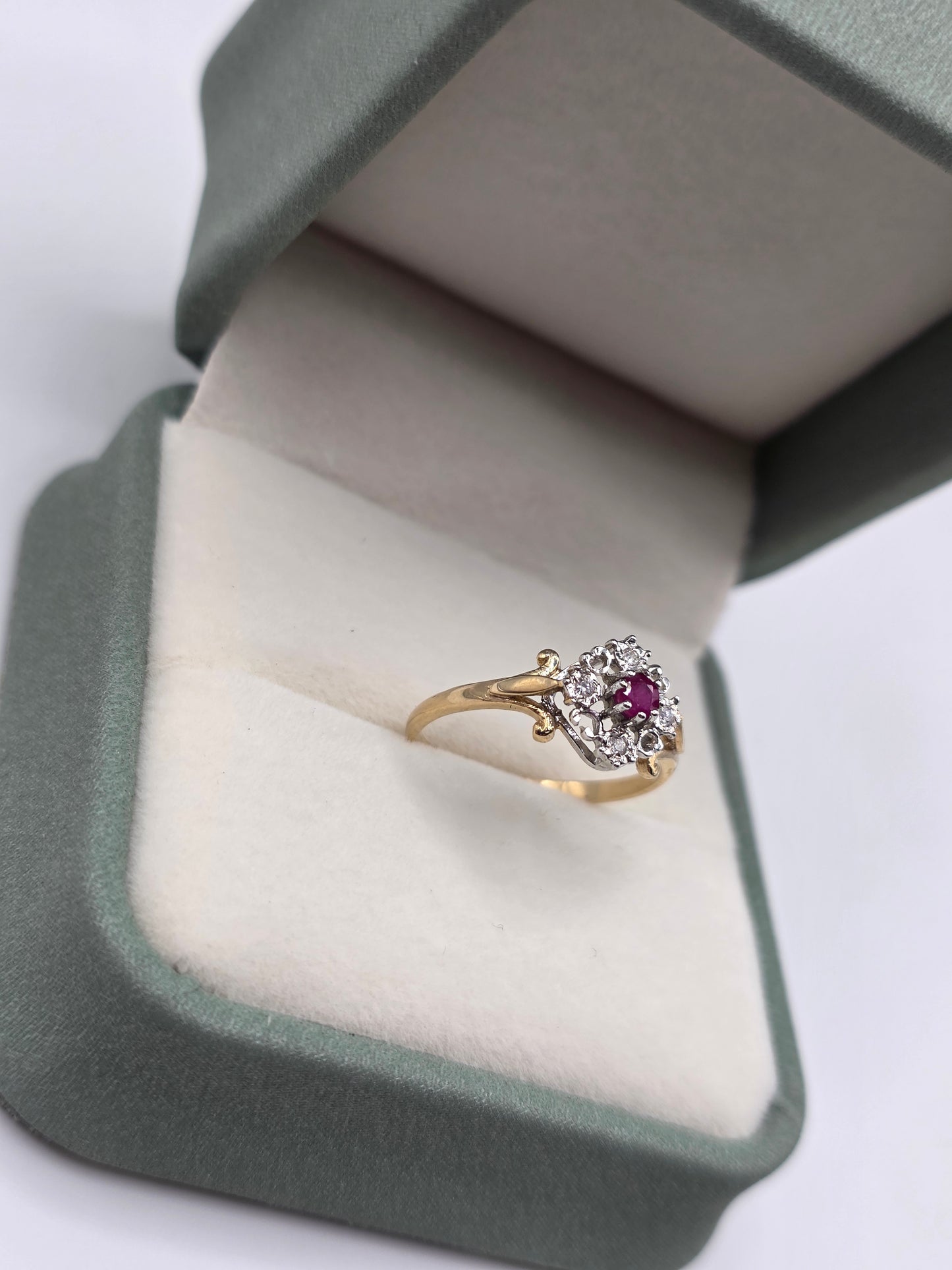 9ct gold ruby and diamond ring
