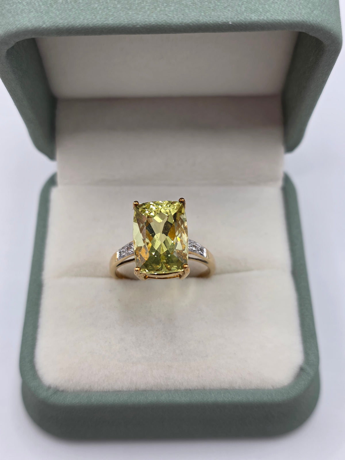 9ct gold lemon quartz and zircon ring