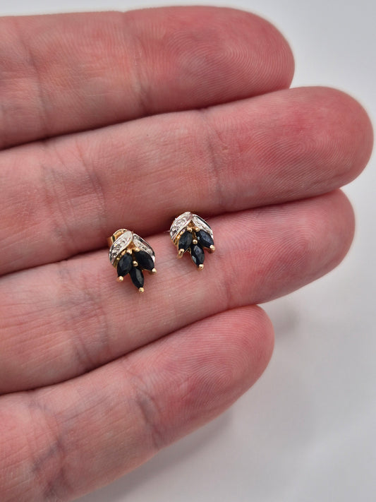 9ct gold sapphire and diamond earrings