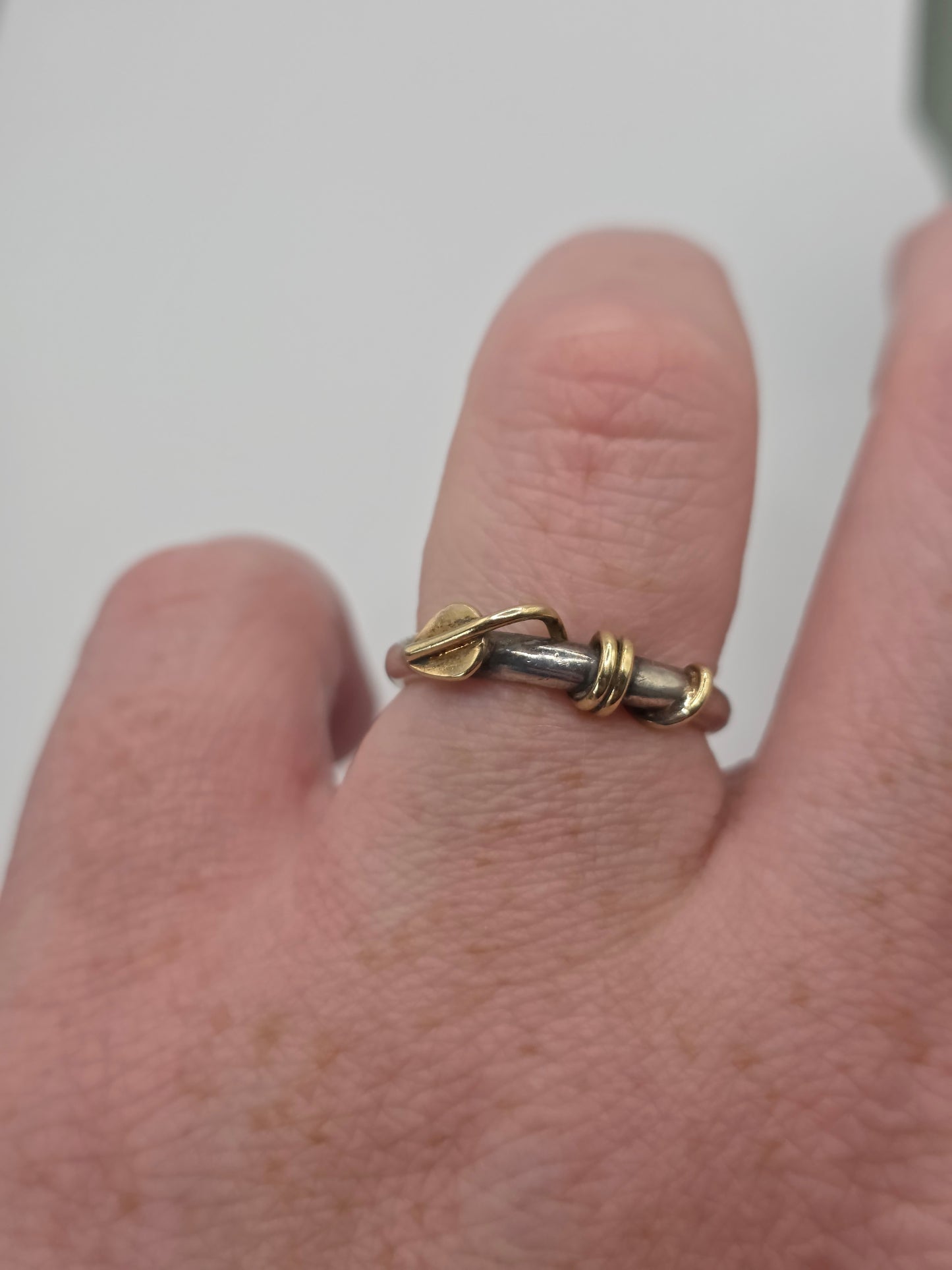 Vintage silver ring with 18ct gold detail