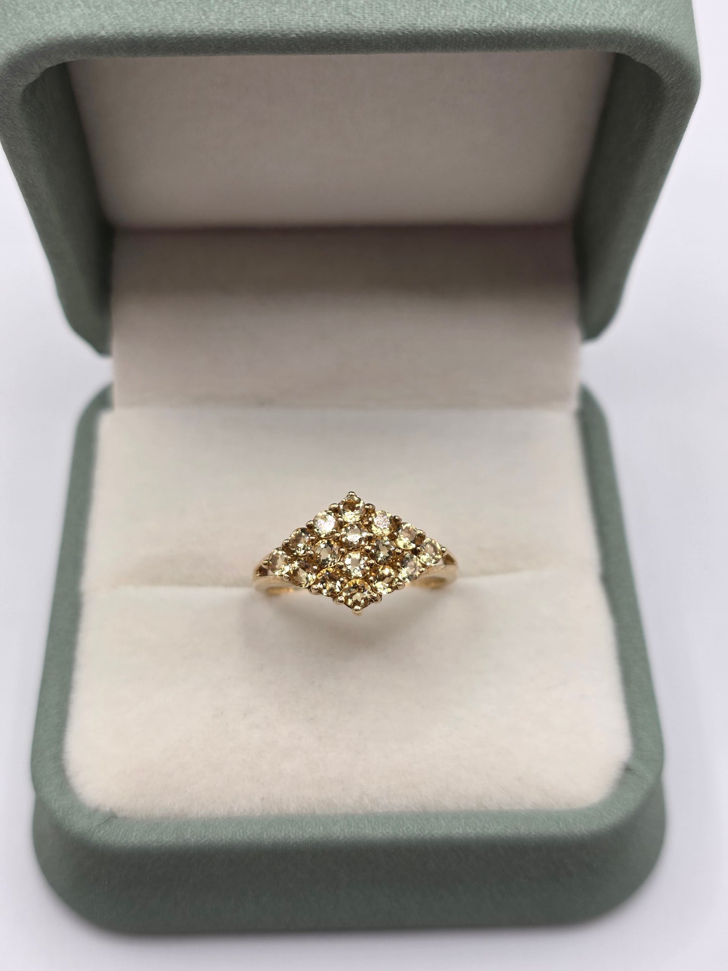 9ct gold yellow apatite ring