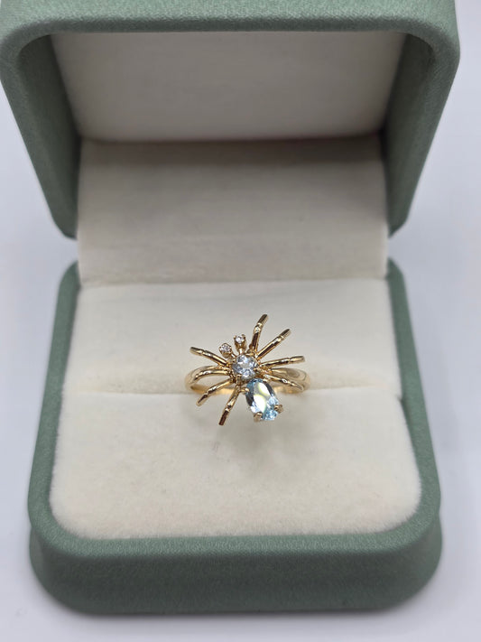 9ct gold topaz and diamond spider ring