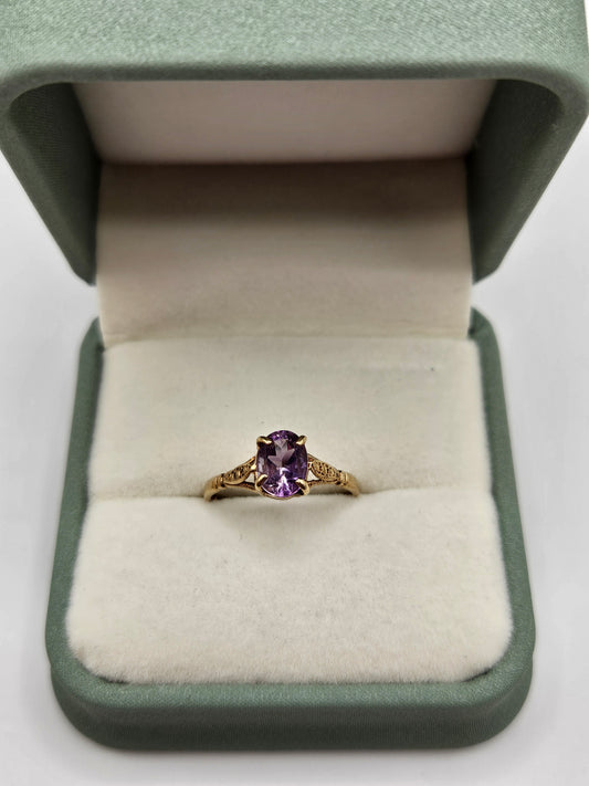 9ct gold amethyst ring