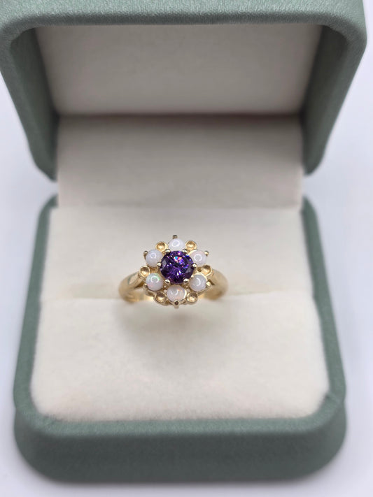 9ct gold amethyst and opal ring