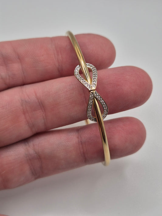 9ct gold cz infinity bangle