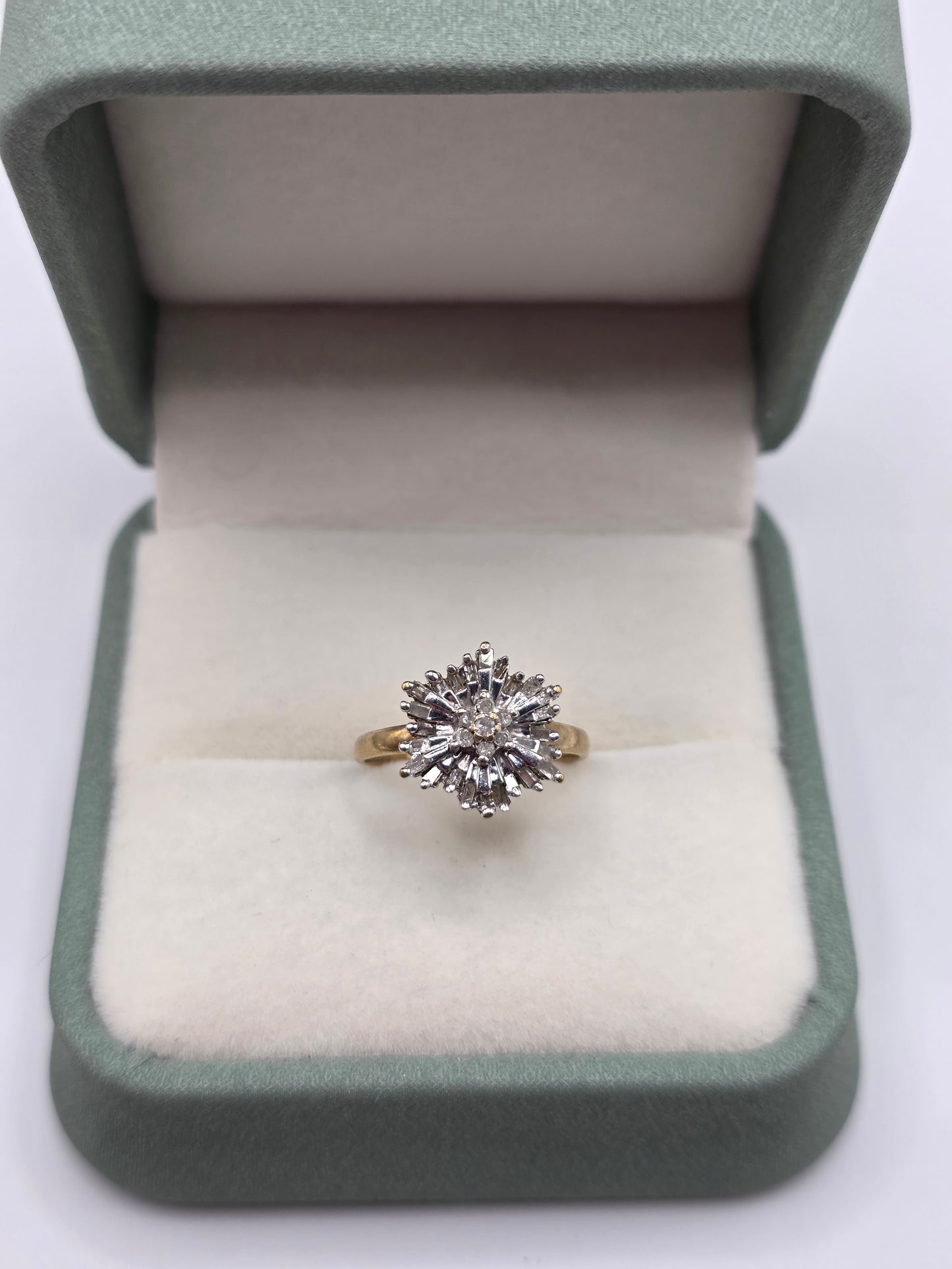 9ct gold diamond cluster ring