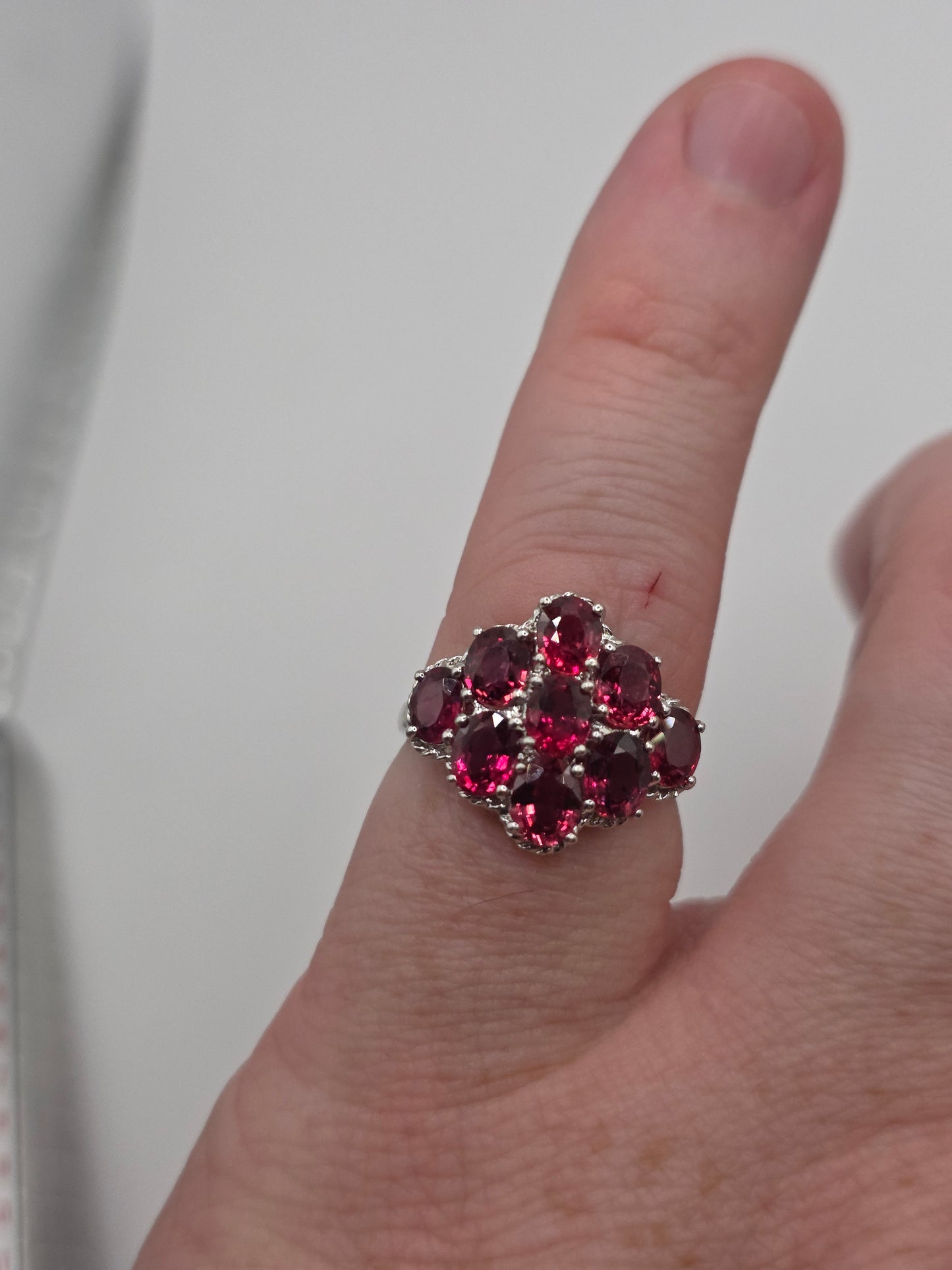 9ct white gold rhodolote ring