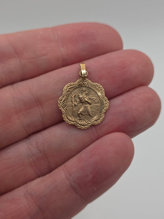 9ct gold st christopher pendant