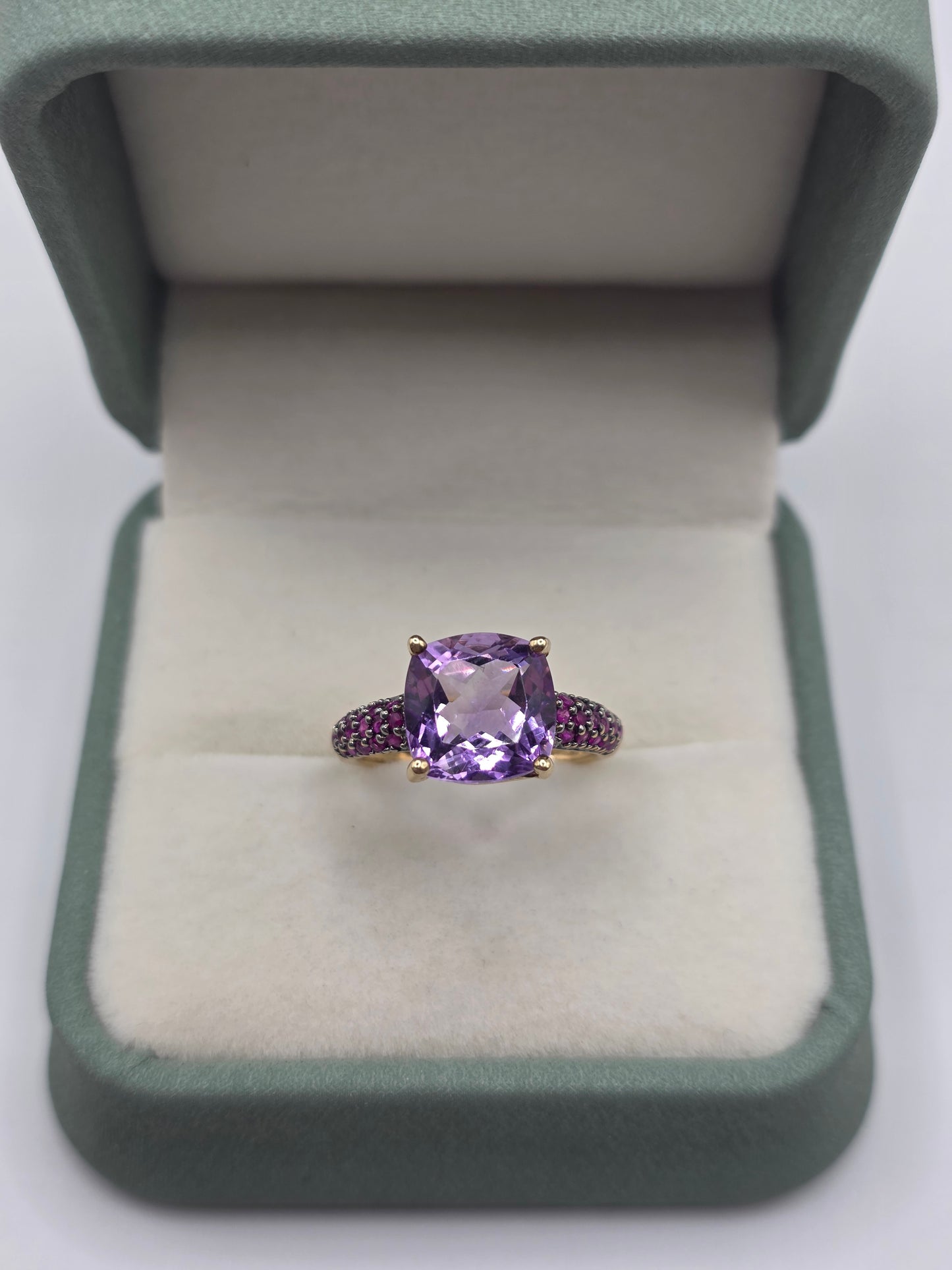 9ct gold amethyst and ruby ring