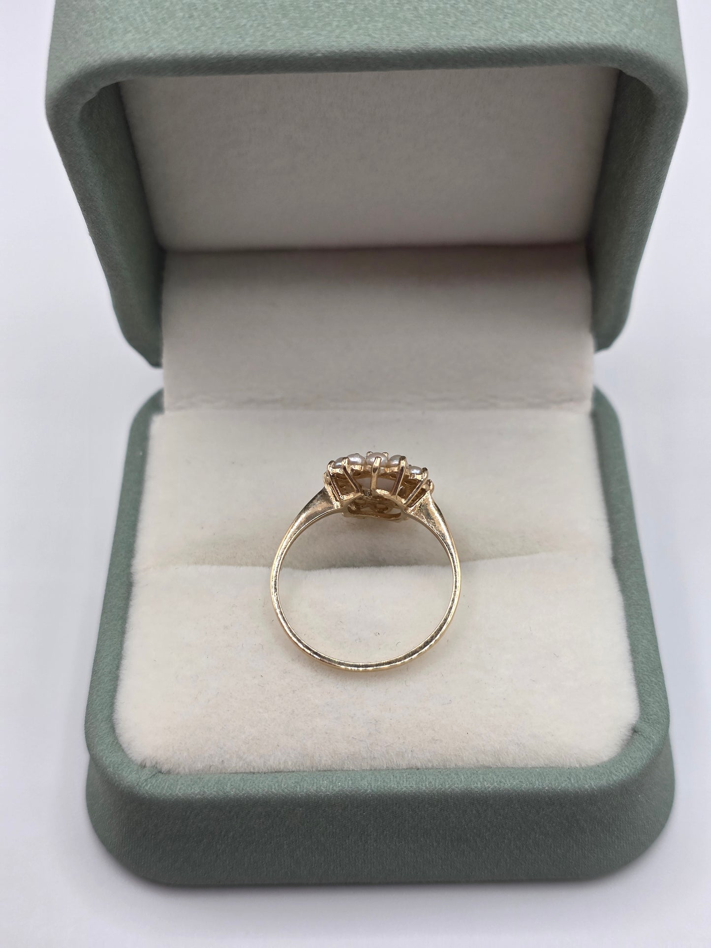 9ct gold limoge and pearl ring
